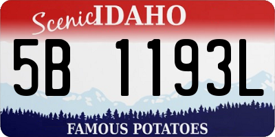 ID license plate 5B1193L