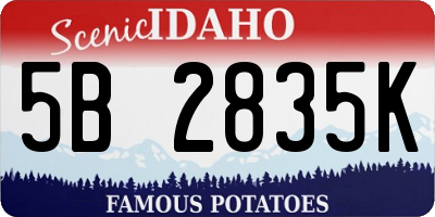 ID license plate 5B2835K