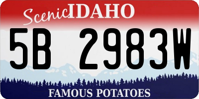 ID license plate 5B2983W