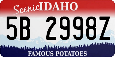 ID license plate 5B2998Z