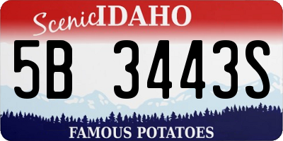 ID license plate 5B3443S