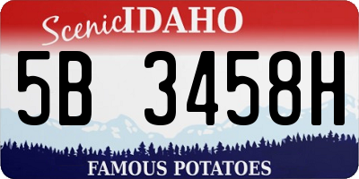 ID license plate 5B3458H