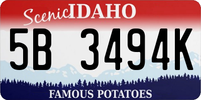ID license plate 5B3494K