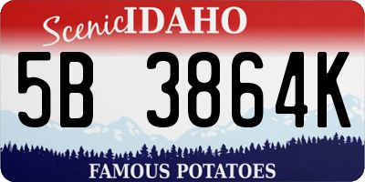 ID license plate 5B3864K