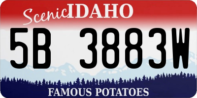 ID license plate 5B3883W