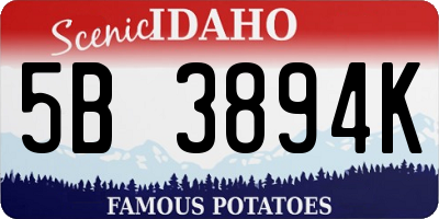ID license plate 5B3894K