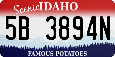 ID license plate 5B3894N