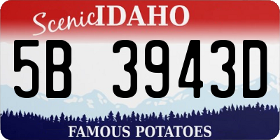 ID license plate 5B3943D