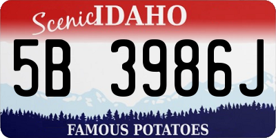 ID license plate 5B3986J