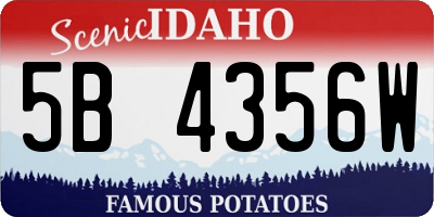 ID license plate 5B4356W