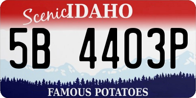 ID license plate 5B4403P