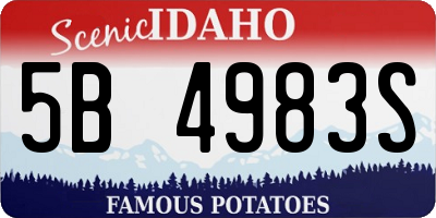ID license plate 5B4983S