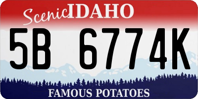ID license plate 5B6774K