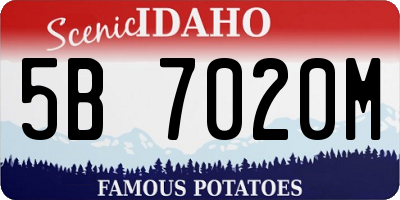 ID license plate 5B7020M