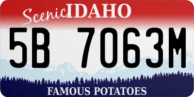 ID license plate 5B7063M