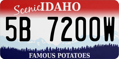 ID license plate 5B7200W