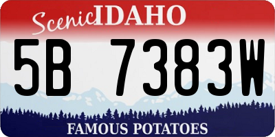 ID license plate 5B7383W