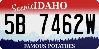 ID license plate 5B7462W