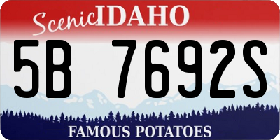 ID license plate 5B7692S