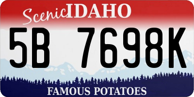 ID license plate 5B7698K