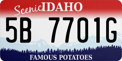 ID license plate 5B7701G