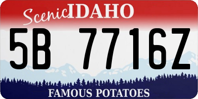 ID license plate 5B7716Z