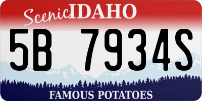 ID license plate 5B7934S