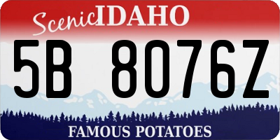 ID license plate 5B8076Z