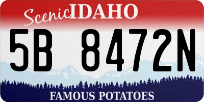 ID license plate 5B8472N