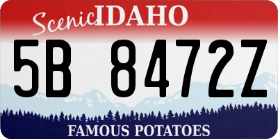 ID license plate 5B8472Z