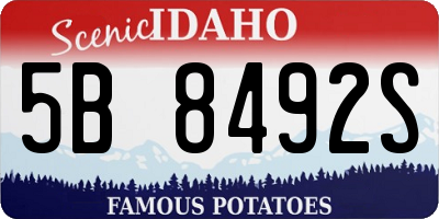ID license plate 5B8492S