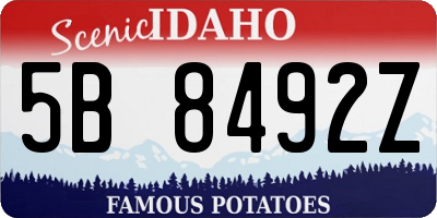 ID license plate 5B8492Z