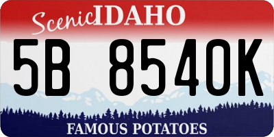 ID license plate 5B8540K