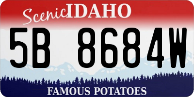 ID license plate 5B8684W