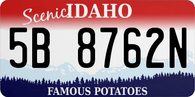 ID license plate 5B8762N