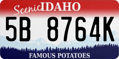 ID license plate 5B8764K