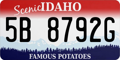 ID license plate 5B8792G