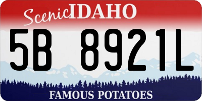 ID license plate 5B8921L