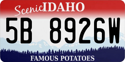 ID license plate 5B8926W