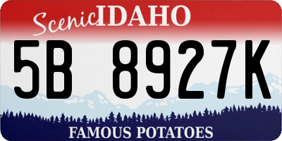ID license plate 5B8927K
