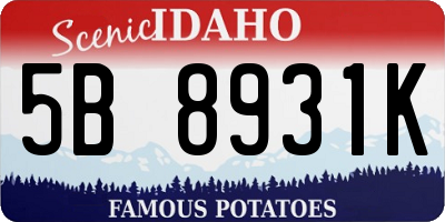 ID license plate 5B8931K