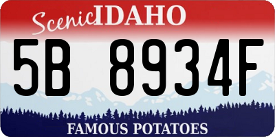 ID license plate 5B8934F