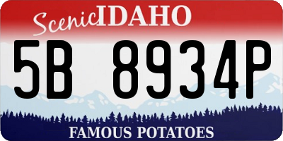 ID license plate 5B8934P