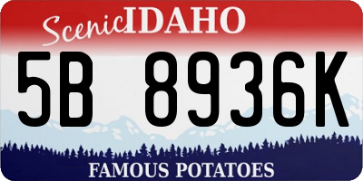 ID license plate 5B8936K