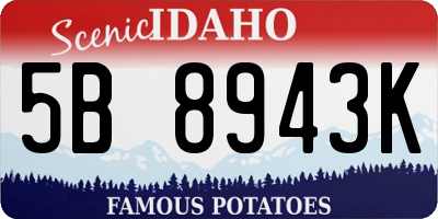 ID license plate 5B8943K