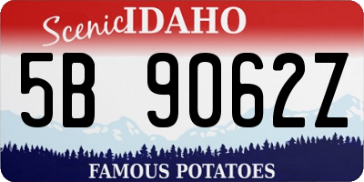ID license plate 5B9062Z