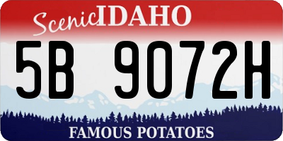 ID license plate 5B9072H