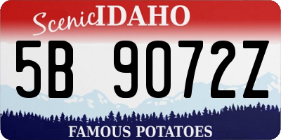 ID license plate 5B9072Z