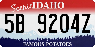 ID license plate 5B9204Z