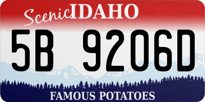 ID license plate 5B9206D